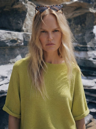Verde Di Parma Italian Knit Sweater-Chartreuse