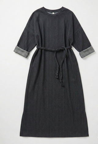 The Milano Pinstripe Belted Maxi Dress