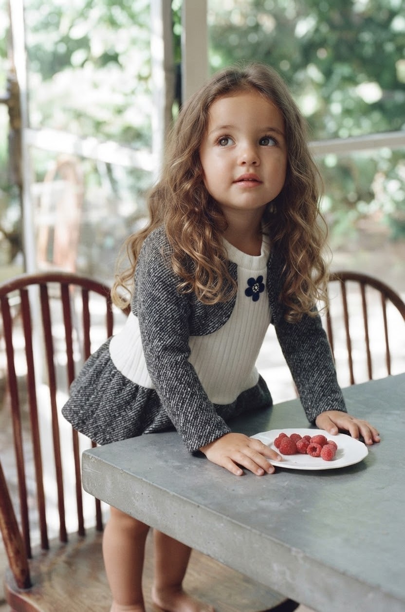 Little Parisian Tweed & Rib Dress