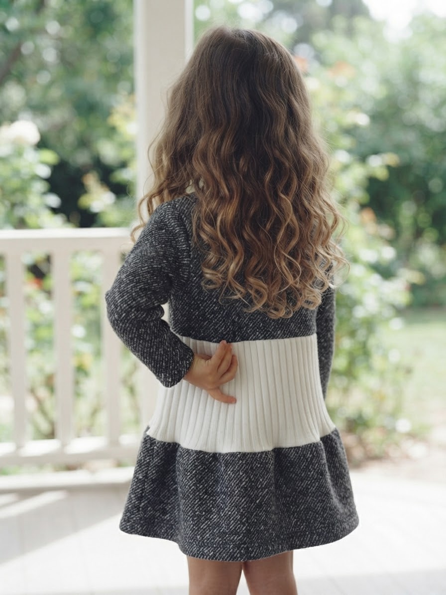 Little Parisian Tweed & Rib Dress