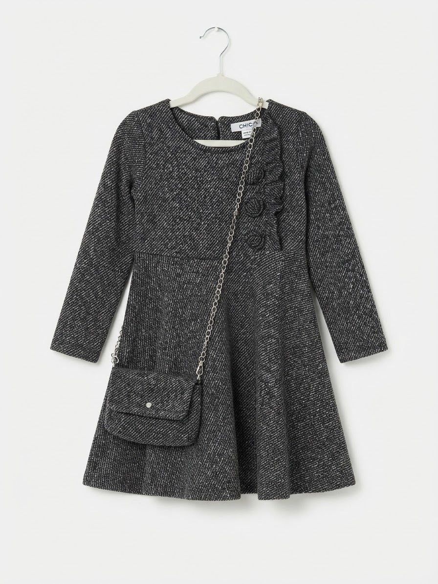 Italian Tweed Knit Dress Set with Matching Bag