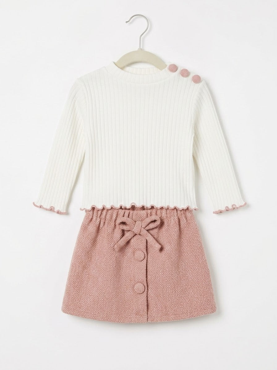 Rosalie Ribbed Knit & Tweed Skirt Set