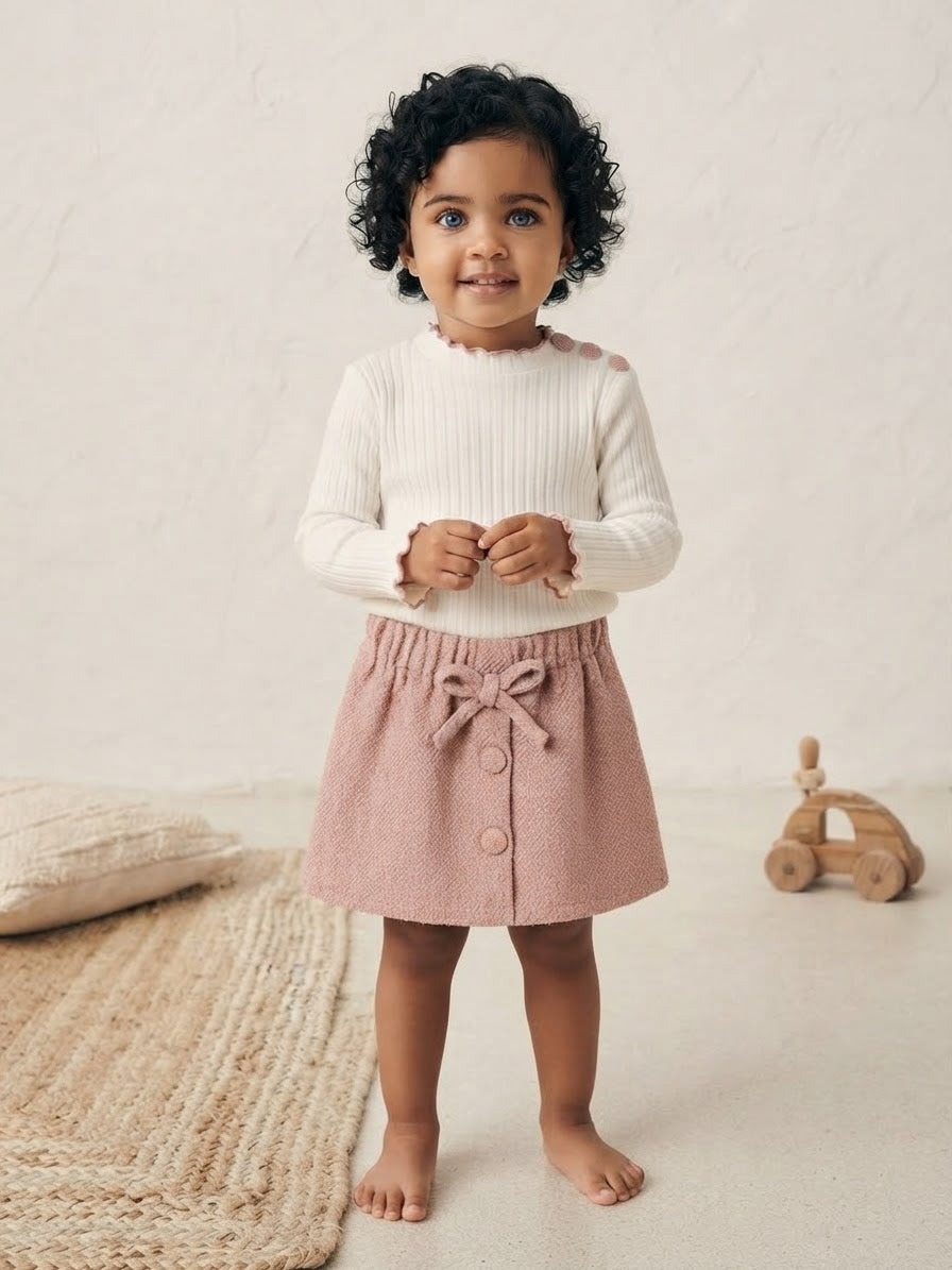 Rosalie Ribbed Knit & Tweed Skirt Set