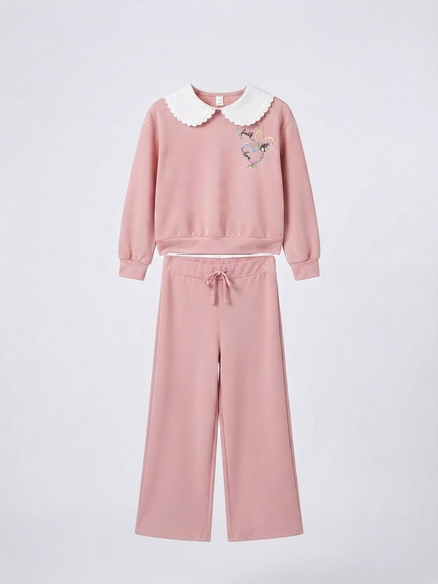Faith, Hope & Love Embroidered Sweatshirt & Pant Set