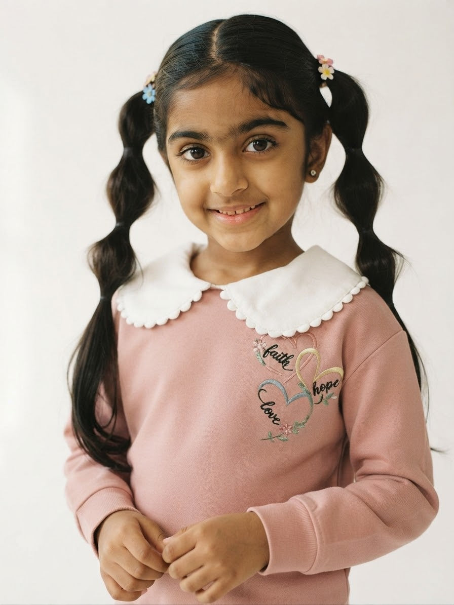 Faith, Hope & Love Embroidered Sweatshirt & Pant Set