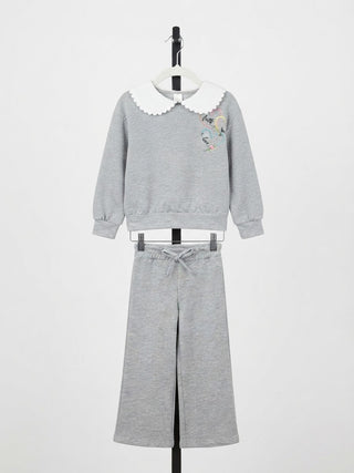 Faith, Hope & Love Embroidered Sweatshirt & Pant Set-Grey