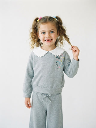 Faith, Hope & Love Embroidered Sweatshirt & Pant Set-Grey