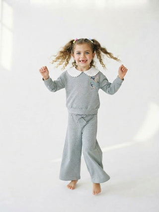 Faith, Hope & Love Embroidered Sweatshirt & Pant Set-Grey