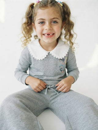Faith, Hope & Love Embroidered Sweatshirt & Pant Set-Grey