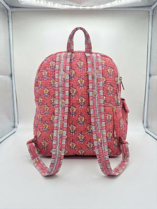 Playful Pink Blossom Quilted Backpack