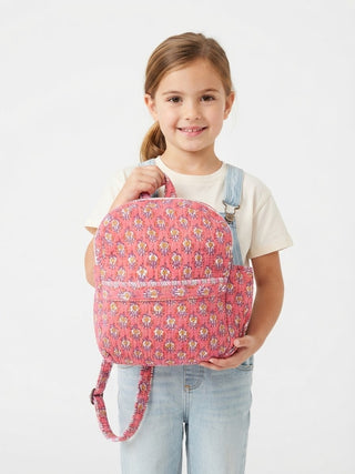 Playful Pink Blossom Quilted Backpack