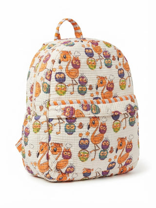 Ivory Multi Flamingo Party Quilted Backpack