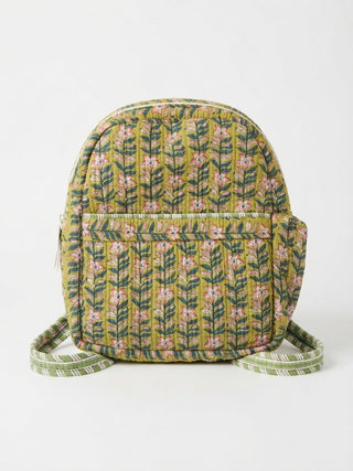 Boho Floral Kantha Quilted Backpack.