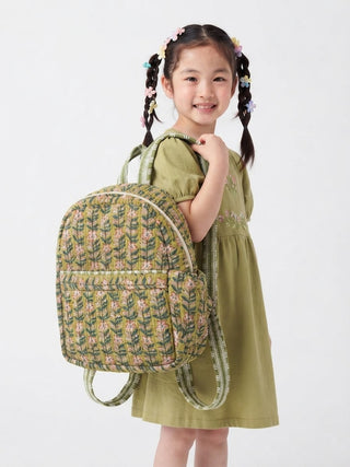 Boho Floral Kantha Quilted Backpack.