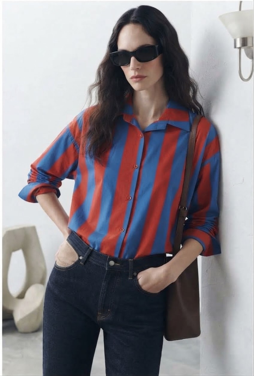 The Striped Classic Button-Down- Red &Blue