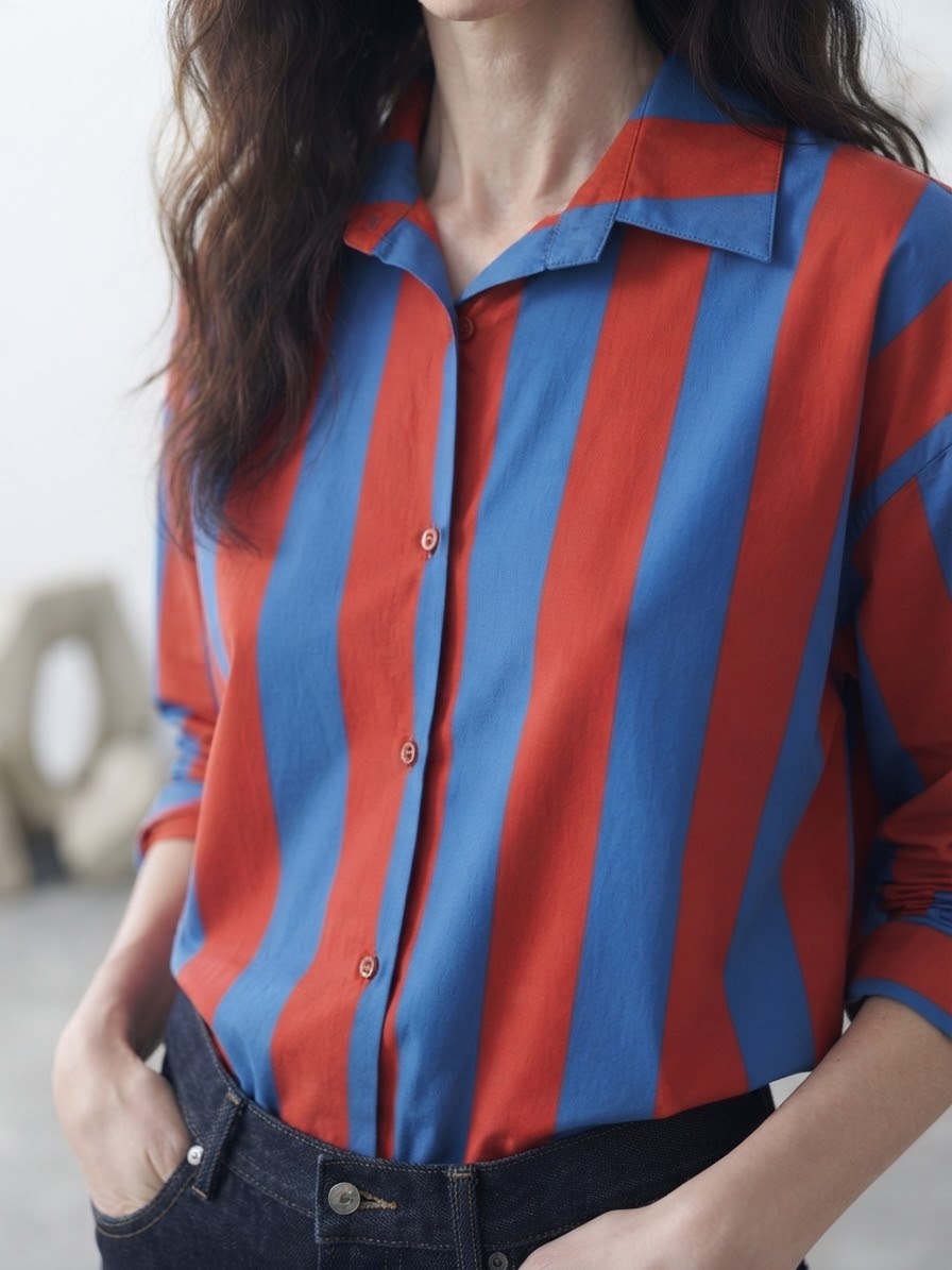 The Striped Classic Button-Down- Red &Blue