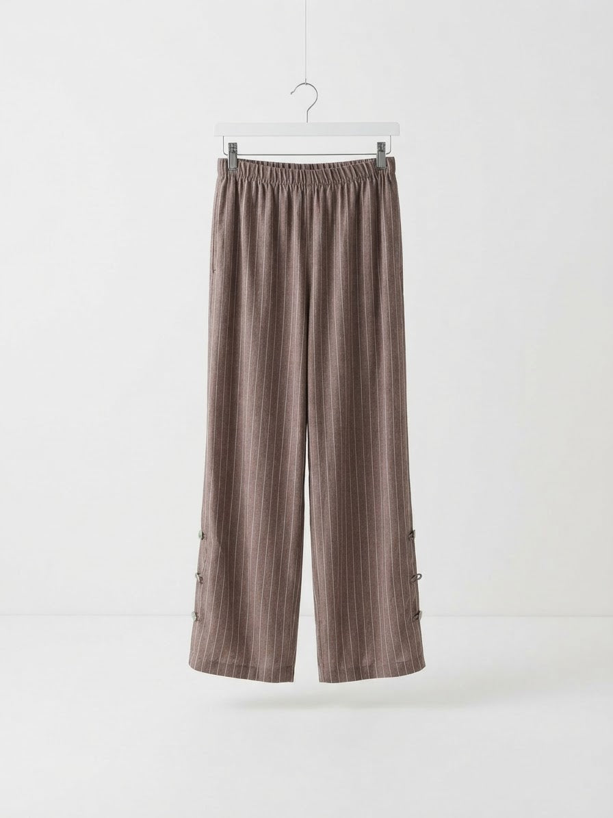 Tuscan Pinstripe Pant- Taupe