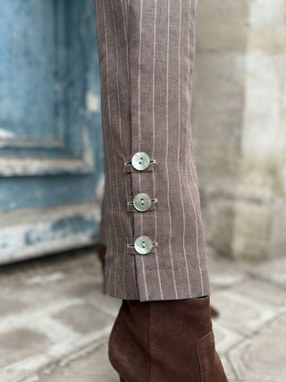 Tuscan Pinstripe Pant- Taupe