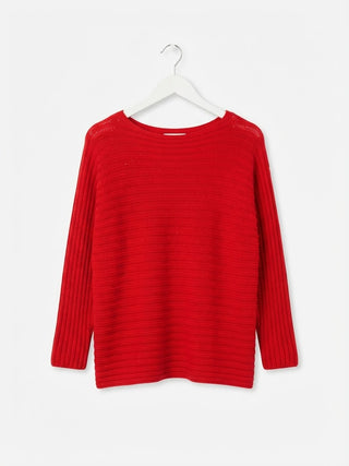 Ribbed Boatneck Sweater - Red