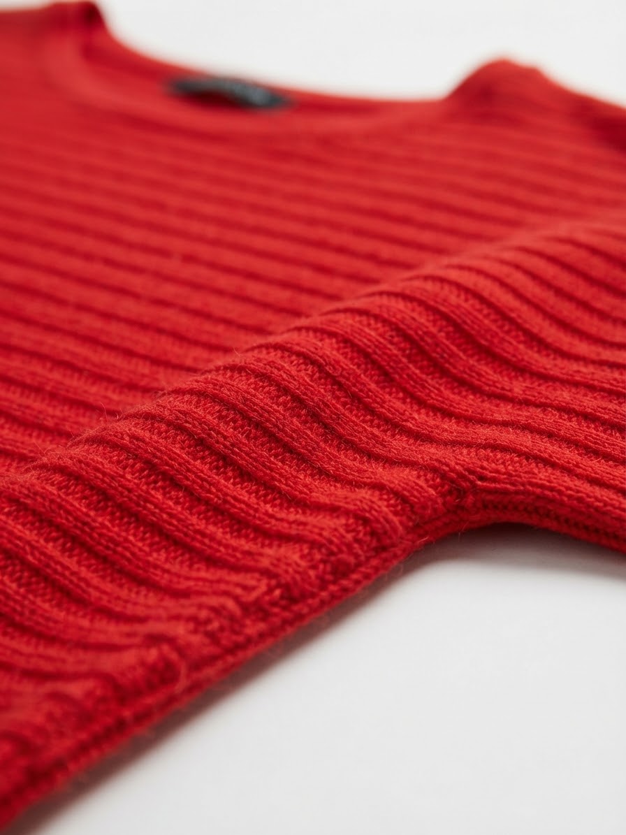 Ribbed Boatneck Sweater - Red