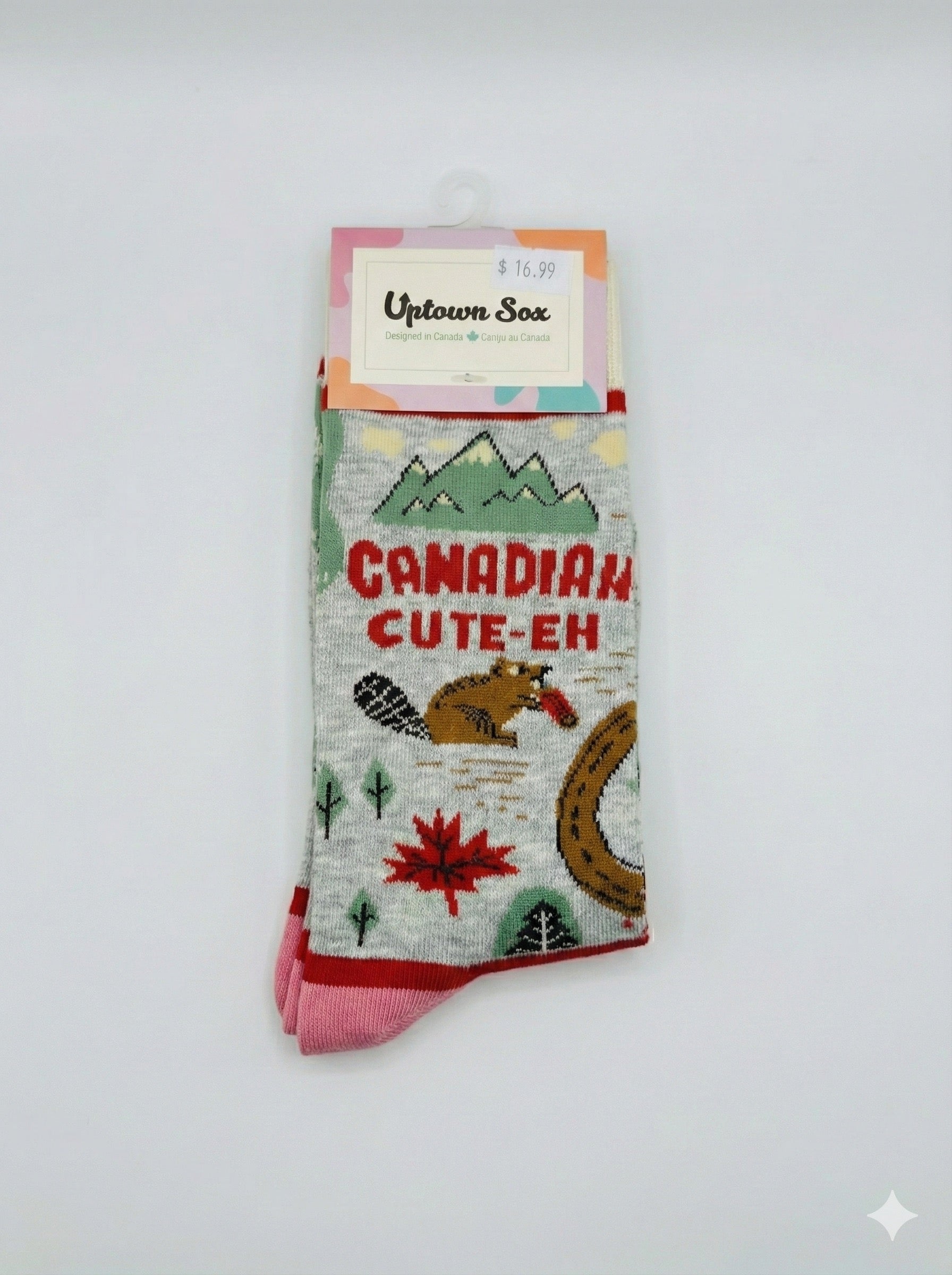 Canadian Cute-Eh Crew Socks by Uptown Sox