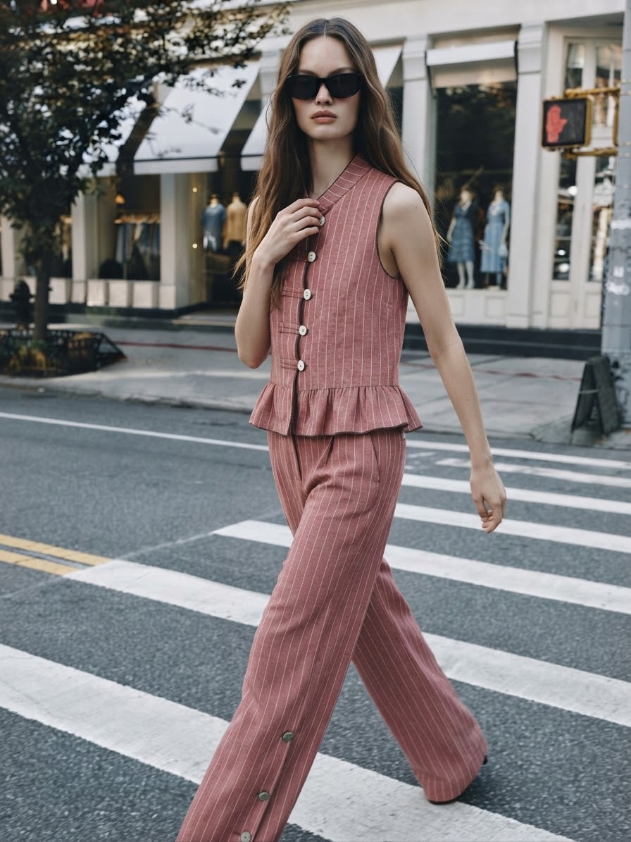 Tuscan Pinstripe Pant- Marsala