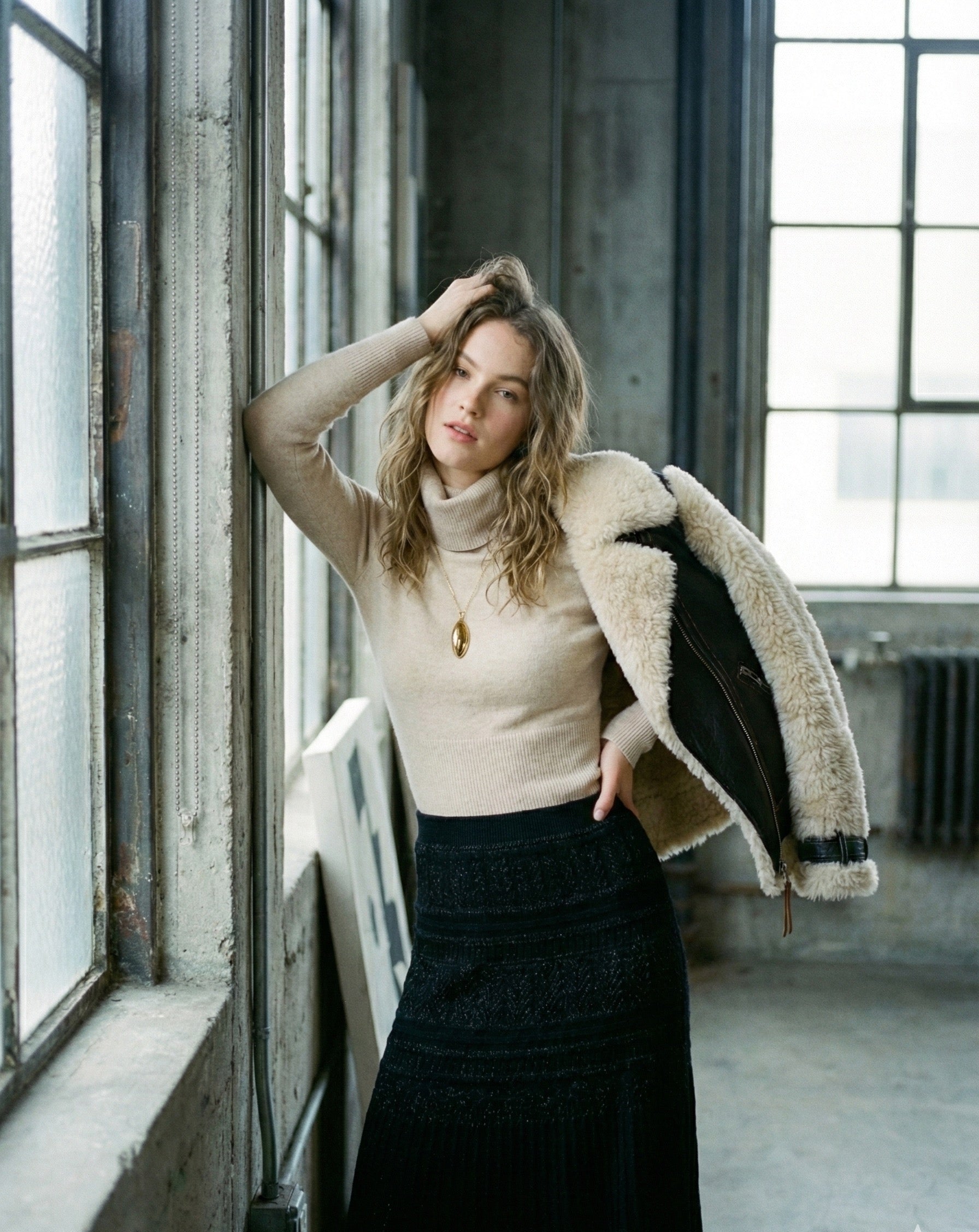 The Midnight Shimmer Textured Knit Skirt