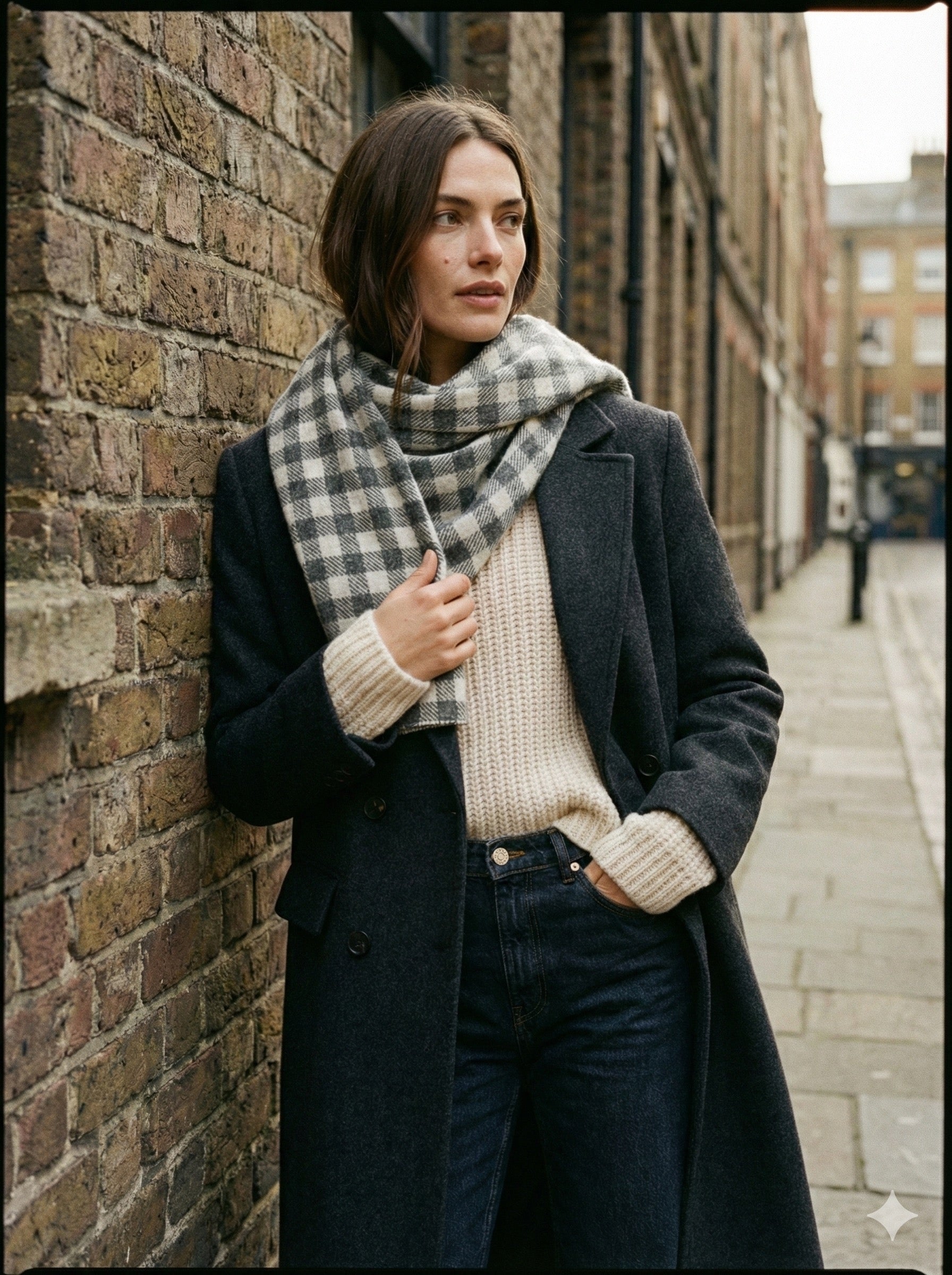 The Luxe Gingham Wool-Blend Wrap