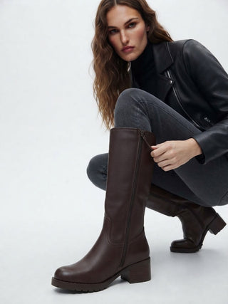 The Contour Knee Boot- Brown