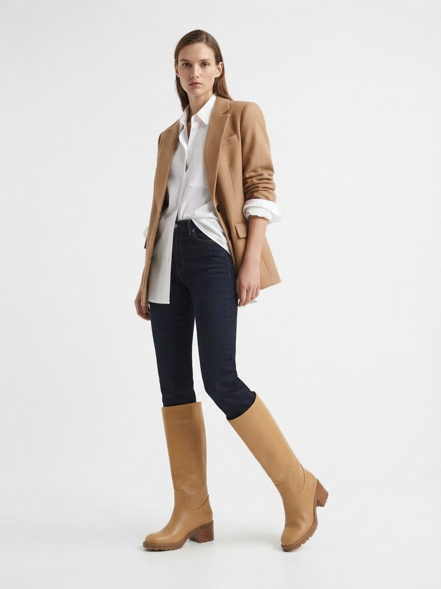 The Contour Knee Boot- Wheat