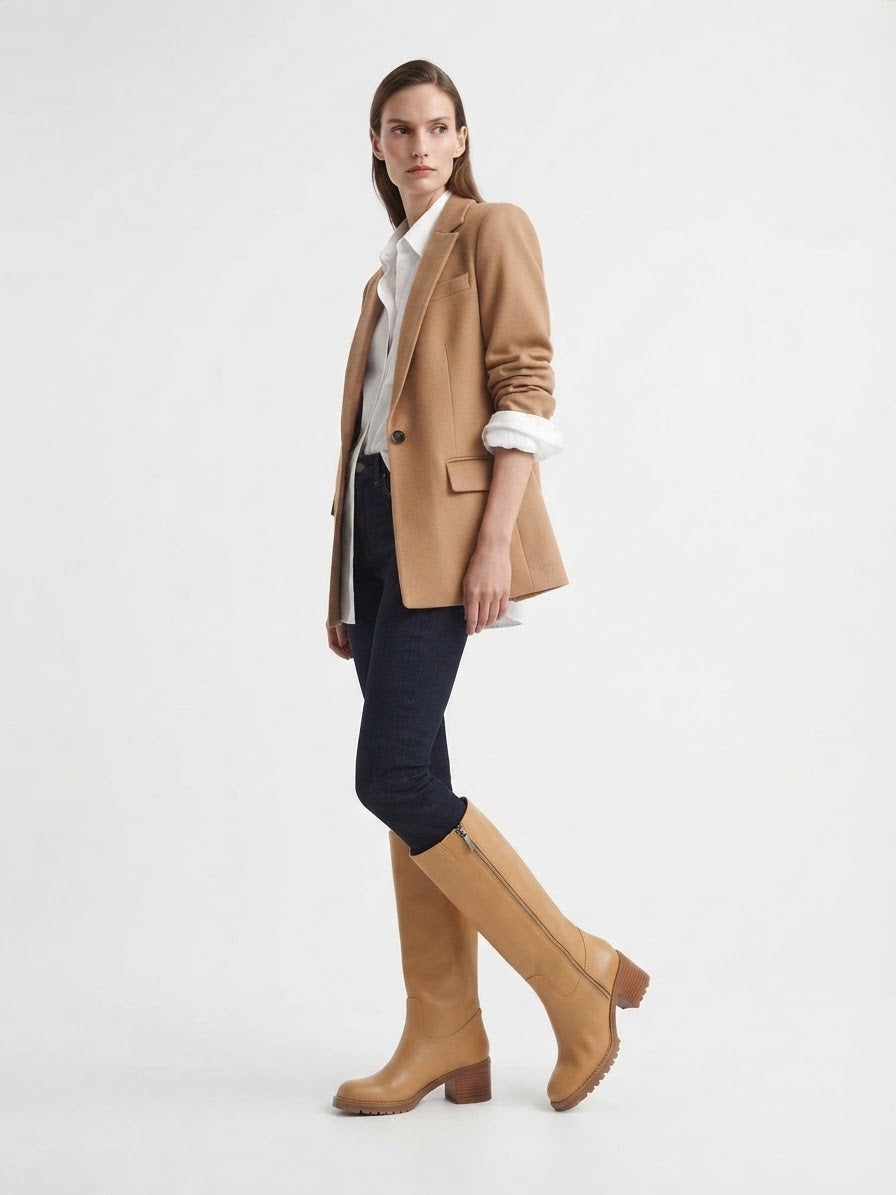The Contour Knee Boot- Wheat