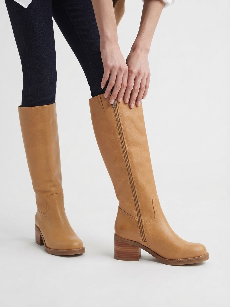 The Contour Knee Boot- Wheat