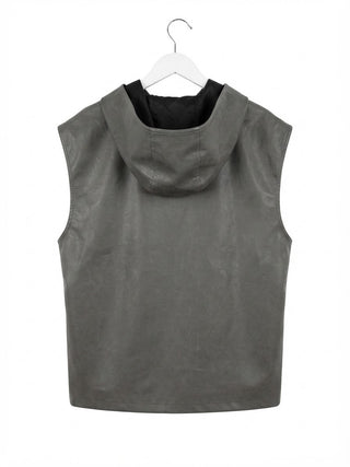 The Hooded Faux Leather Utility Vest