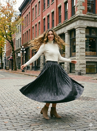 The Midnight Onyx Faux-Leather Pleated Skirt