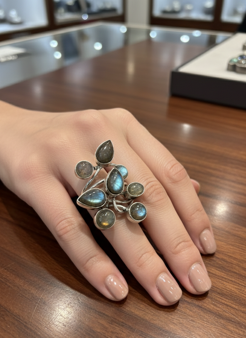 The Ethereal Moonlight Cluster Ring