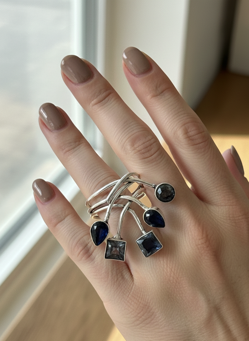 The Midnight Cascade Ring