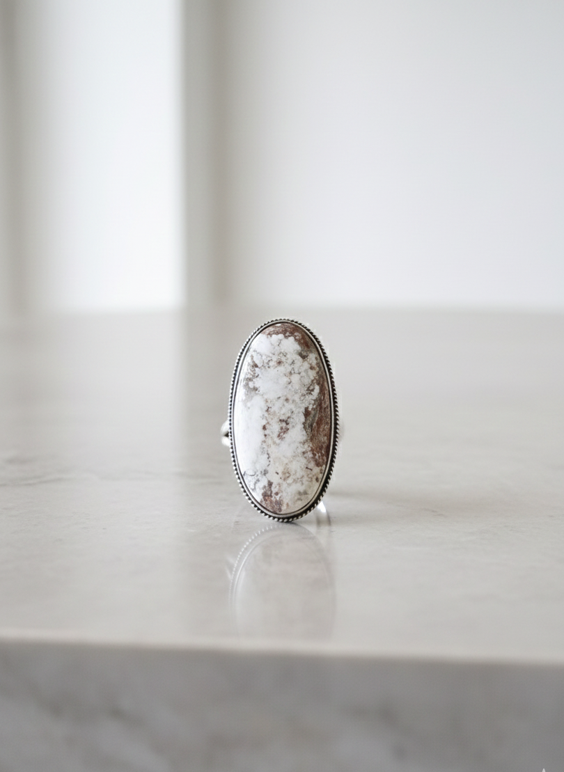 Oval Wild Horse Magnesite Sterling Silver Ring