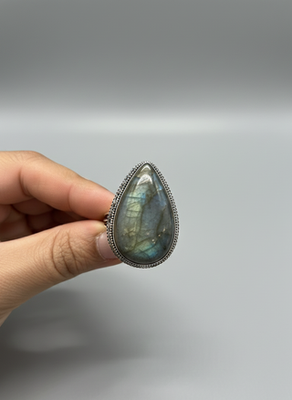 Celestial Teardrop Labradorite Ring