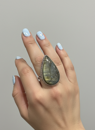 Celestial Teardrop Labradorite Ring