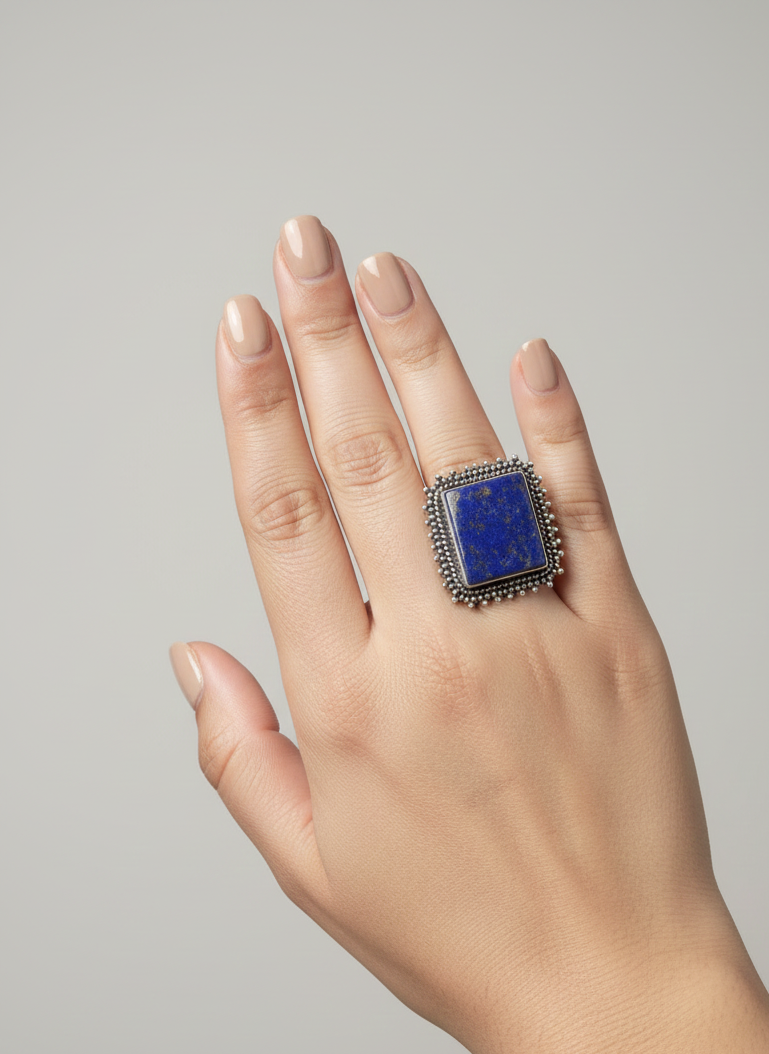 Royal Lapis Adjustable Statement Ring