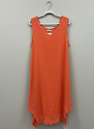 Sunset Coral Linen Tunic Dress
