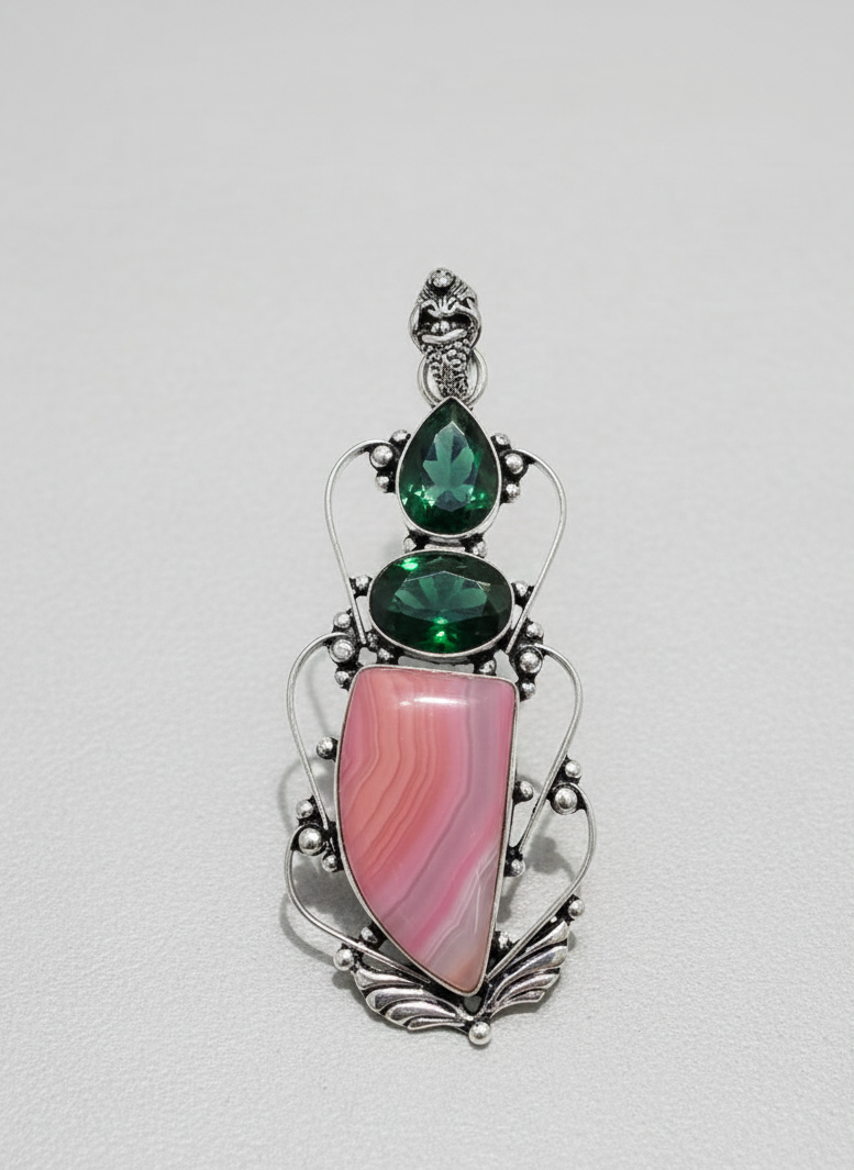 Emerald Siren’s Heart Sterling Silver Pendant