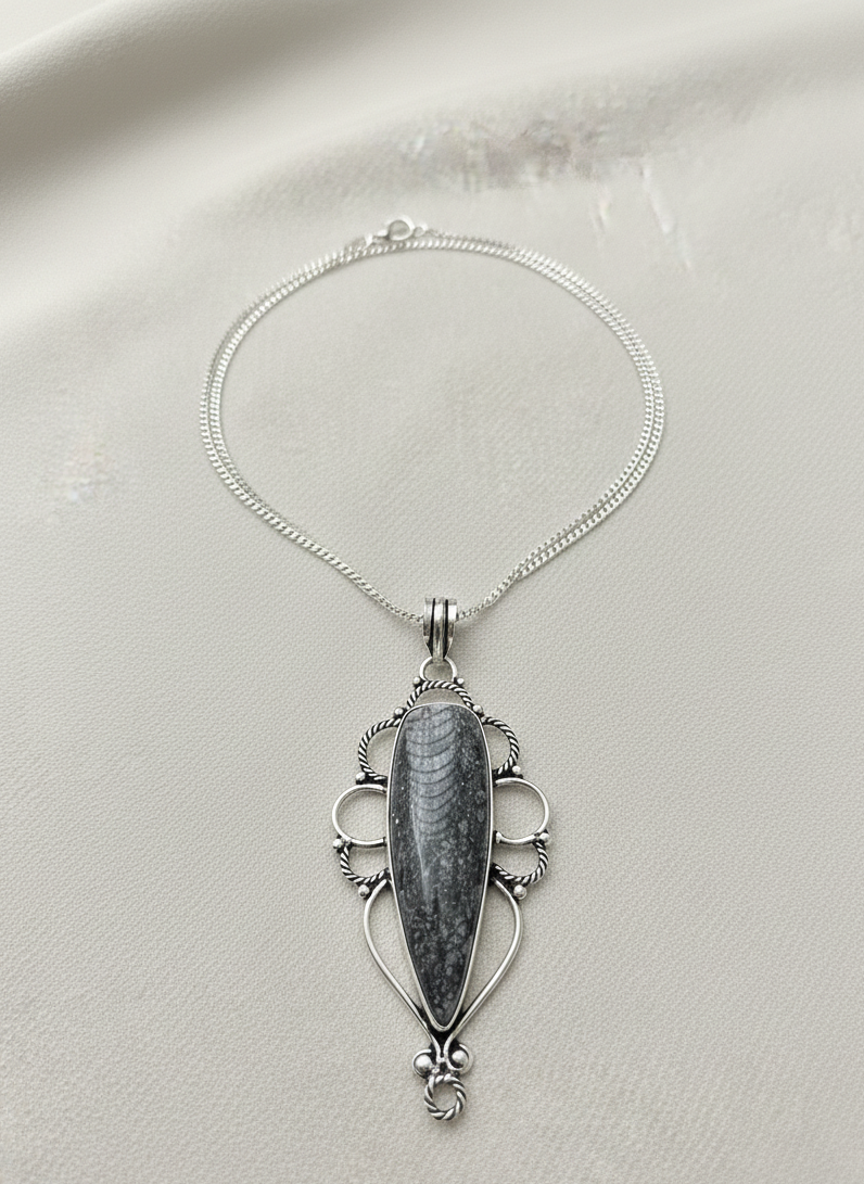 Gothic Sterling Silver Teardrop Medallion