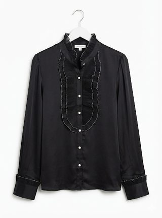 The Noir Victorian Ruffle Blouse- Black
