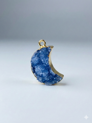 Celestial Blue Druzy Moon Pendant