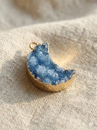 Celestial Blue Druzy Moon Pendant