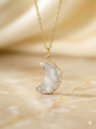 The Stardust Druzy Moon Pendant