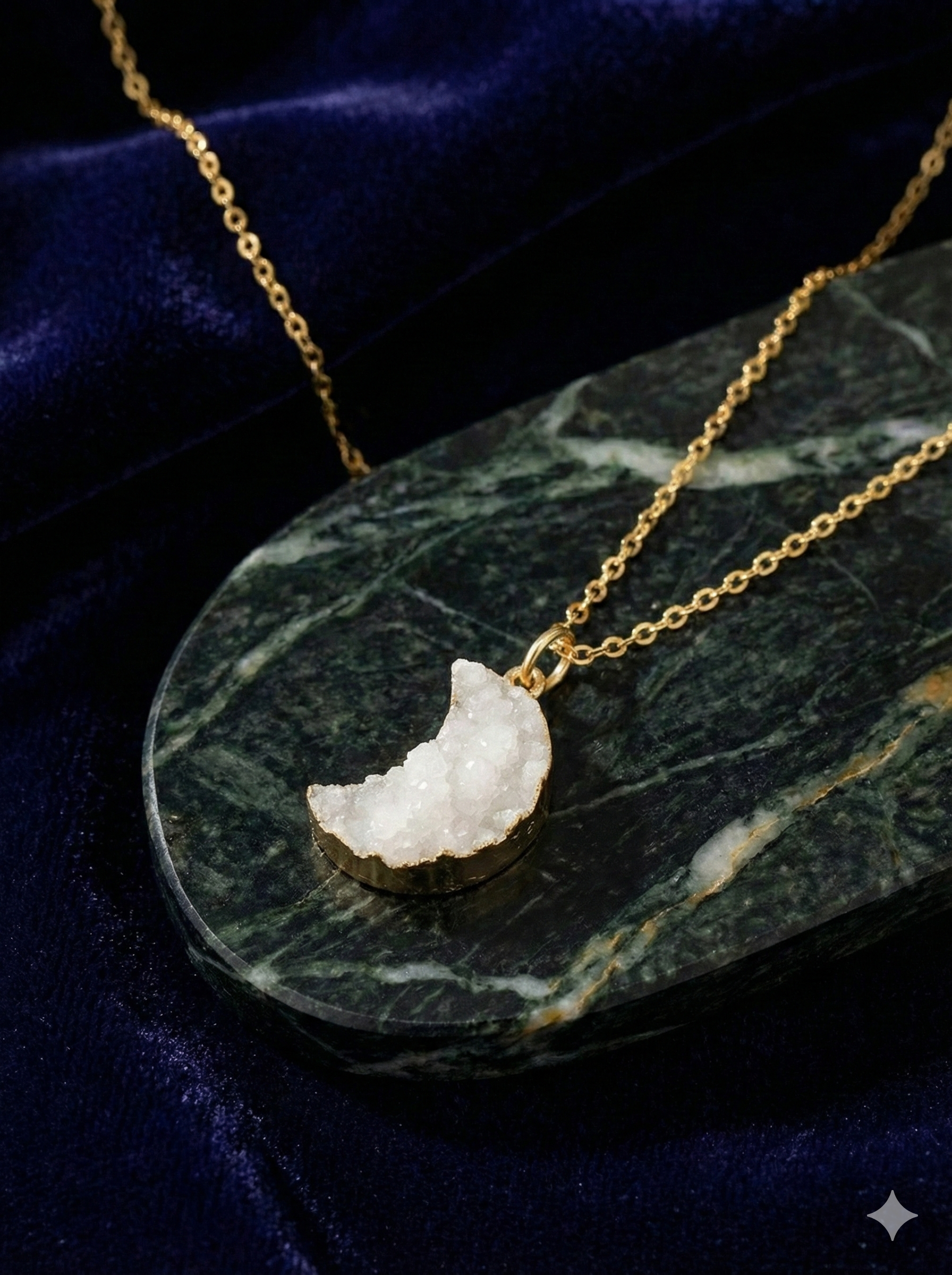The Stardust Druzy Moon Pendant