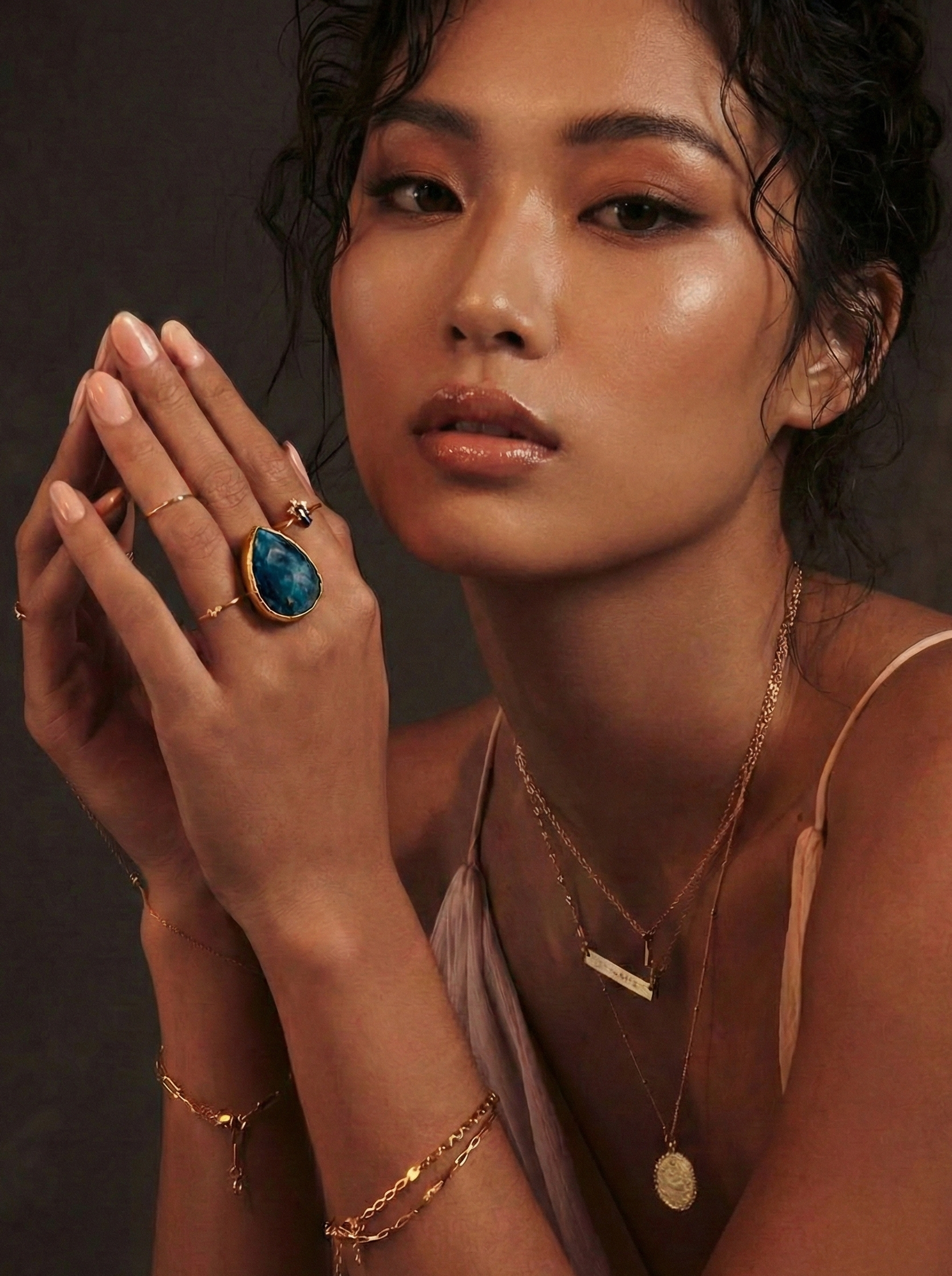 The Midnight Azure Teardrop Ring