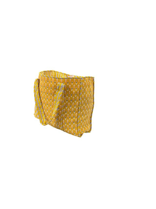 Handmade Reversible Cotton Quilted Tote Bag- Yellow Patterned